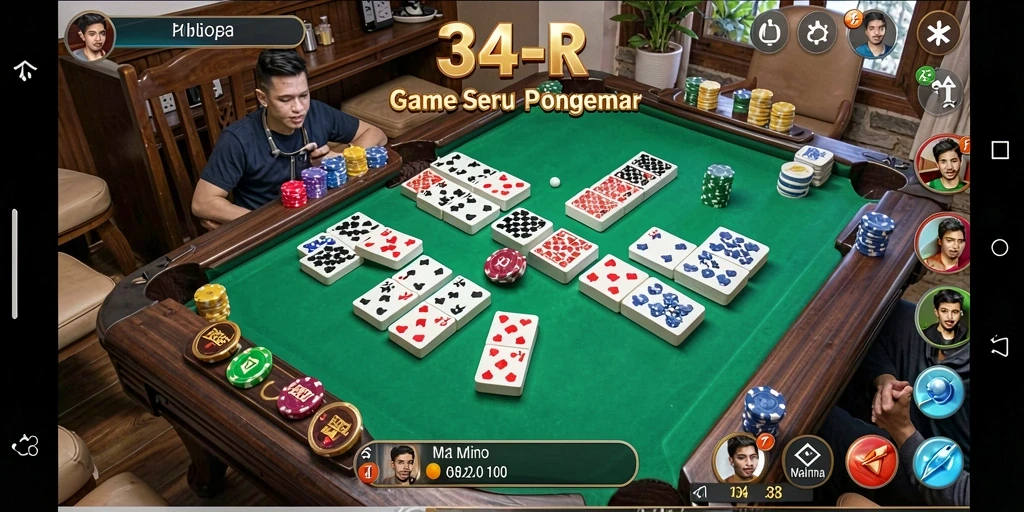 Screenshot gameplay Domino 34R yang menarik dan interaktif.