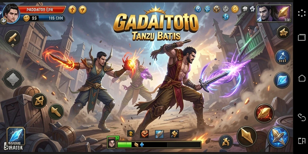 Tampilan aksi seru dalam GADAITOTO saat pertarungan terjadi.