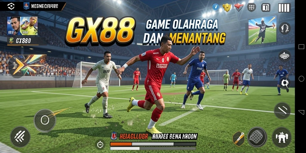 Screenshot GX88 menampilkan momen seru dalam pertandingan olahraga.