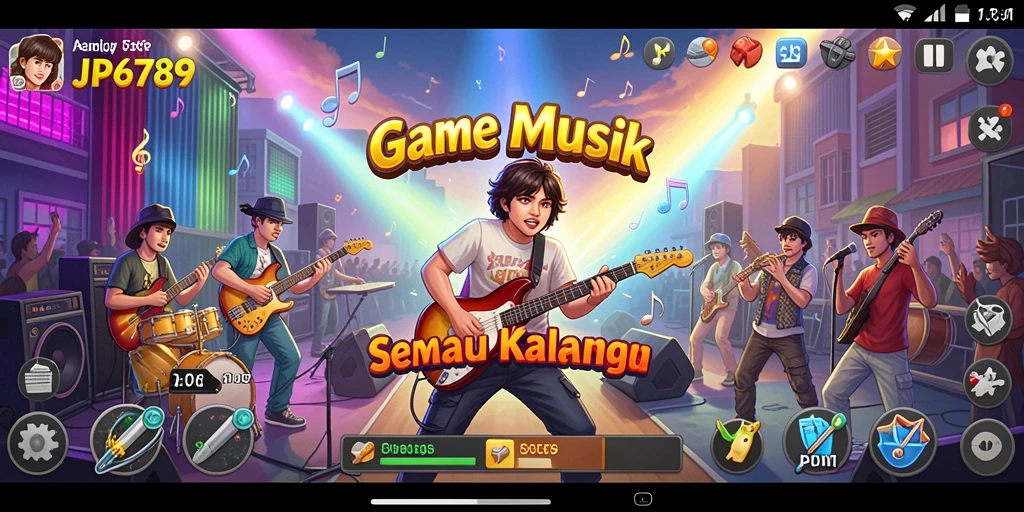 Tangkapan layar permainan JP6789 yang menampilkan alunan musik yang seru.