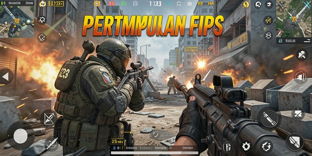 Screenshot K234 menampilkan aksi tembak-menembak yang intens dan seru.