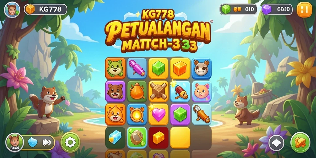 Tampilan gameplay seru dari KG778 dengan level Match-3 yang menantang.
