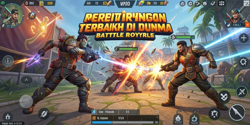 Screenshot MPOID menampilkan aksi intens di arena Battle Royale.