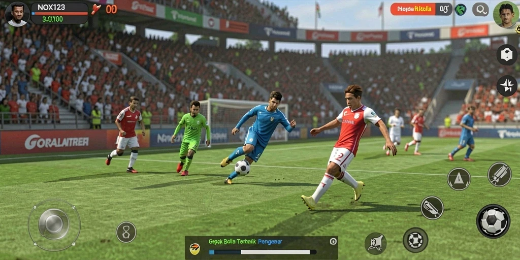 Gameplay menarik dari NOX123 dengan aksi sepak bola penuh semangat.