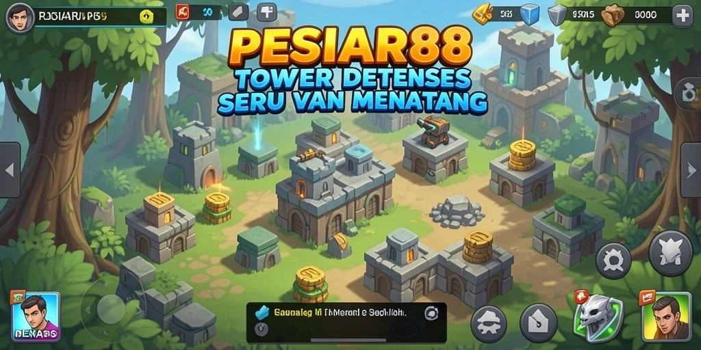 Tangkapan layar gameplay <strong>PESIAR88</strong> yang menampilkan strategi Tower Defense yang menarik.