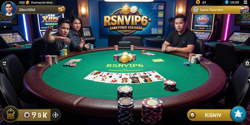 Screenshot menunjukkan gameplay poker yang mendebarkan di RSNVIP6.