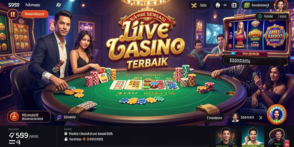 Screenshot gameplay S9S9 menampilkan dealer interaktif dan suasana kasino yang hidup.