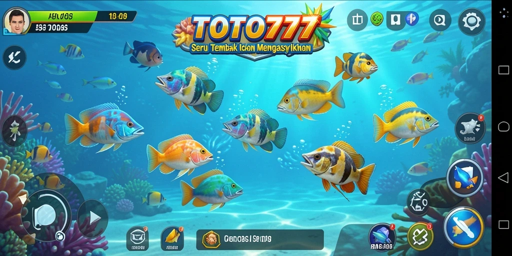 Tampilan gameplay TOTO777 dengan aksi menembak ikan yang seru.